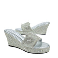 Silver Crystal Embellished Elegant Heel sandals Handcrafted Wedge
