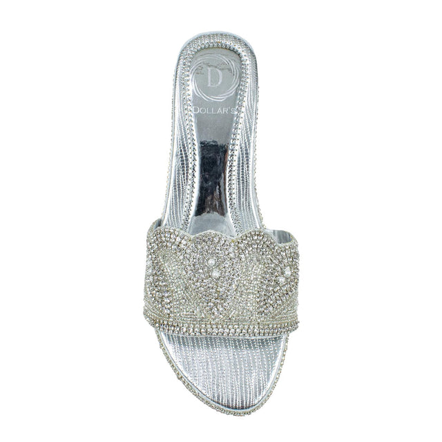 Silver Crystal Embellished Elegant Heel sandals Handcrafted Wedge