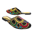 Iconic Black Multicolour Flat Slippers