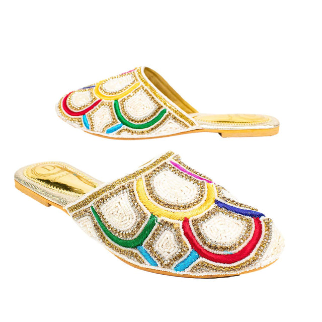 Minimalist Cream Multicolour Flat Slippers