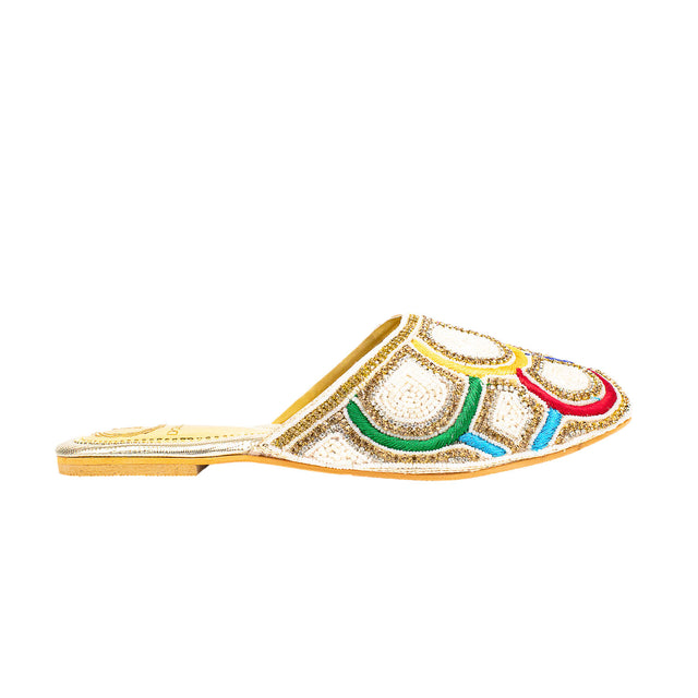 Minimalist Cream Multicolour Flat Slippers