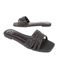 Crystal Handcrafted Black Flat Sandals