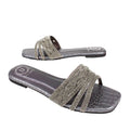 Crystal Handcrafted Grey Flat Sandals