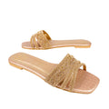 Crystal Handcrafted Rose Flat Sandals