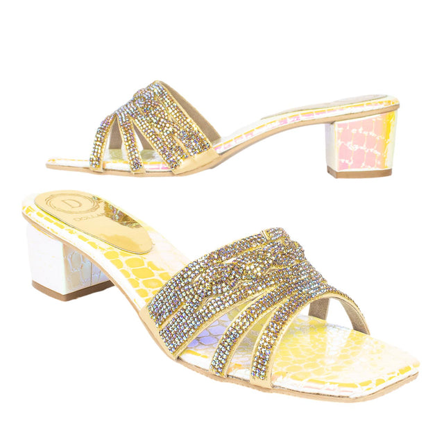 Elegant Golden Sunset Block Heel Sandals