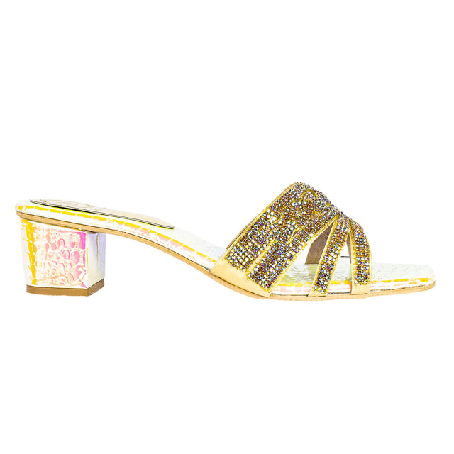 Elegant Golden Sunset Block Heel Sandals