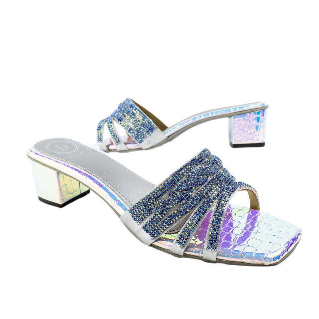 Polished Sapphire Ice Block Heel Sandals