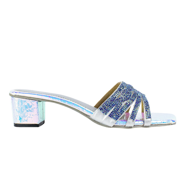Polished Sapphire Ice Block Heel Sandals