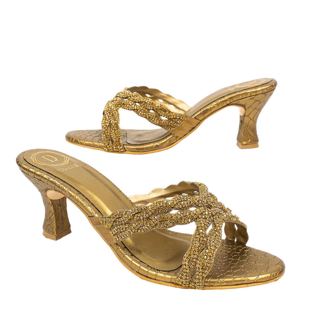Nadia Contemporary Bronze Pencil Heel Sandals