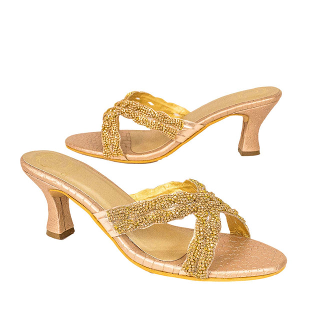 Nadia Chic-casual Rose Pencil Heel Sandals