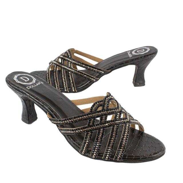 Jamilah Refined Black Pencil Heel Sandals