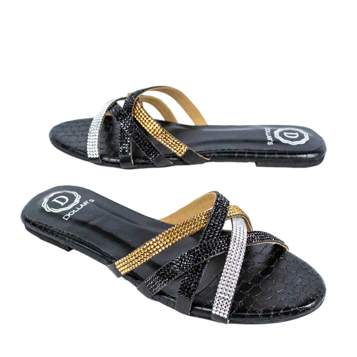 Asma Flats S138F - Black Three Tone – Dollar's Fashion