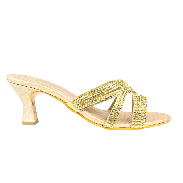 Inaya Striking Gold Pencil Heel Sandals