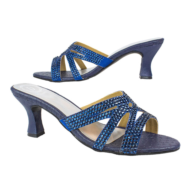Inaya Handcrafted Navy Blue Pencil Heel Sandals