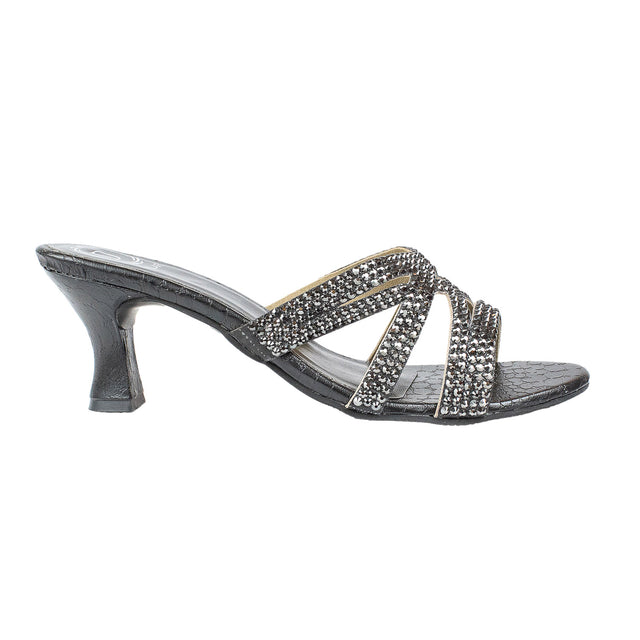 Inaya Opulent Slate Black Pencil Heel Sandals