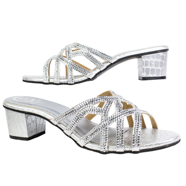 Dana Luxurious Silver Block Heel Sandals