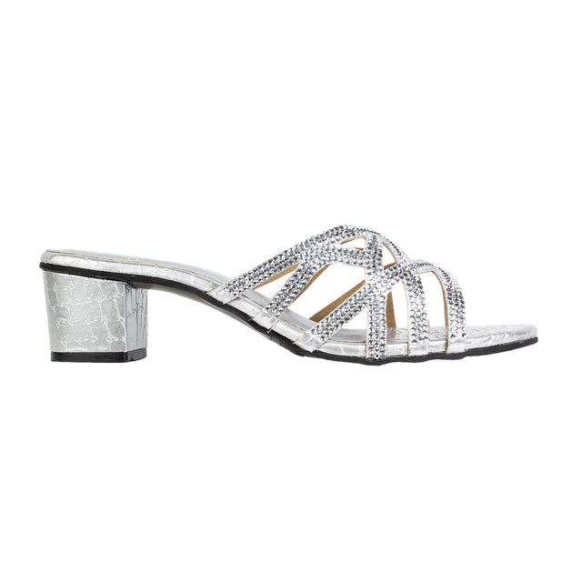 Dana Luxurious Silver Block Heel Sandals