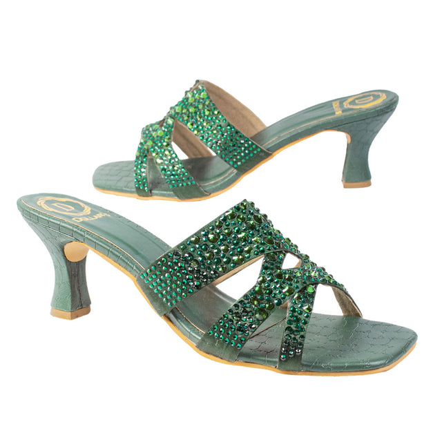 Aliyah Minimalist Green Pencil Heel Sandals
