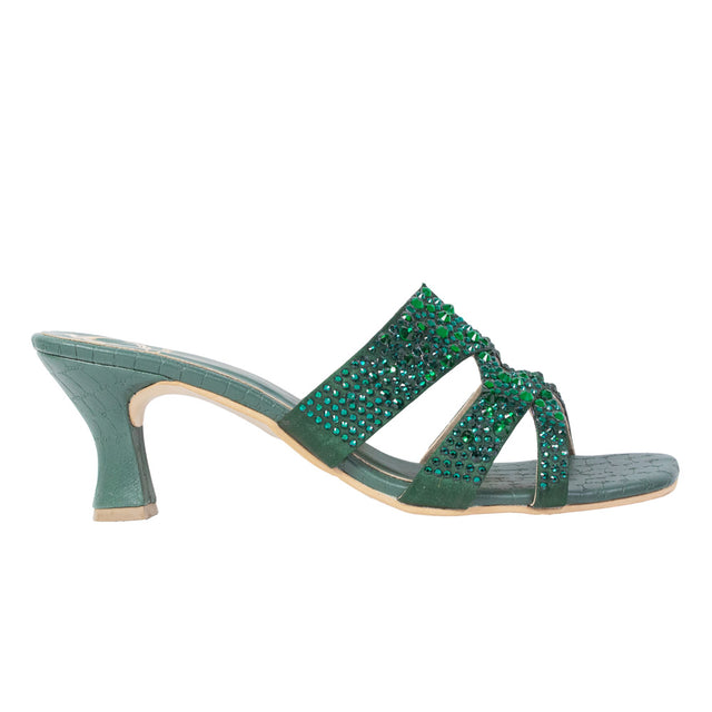Aliyah Minimalist Green Pencil Heel Sandals