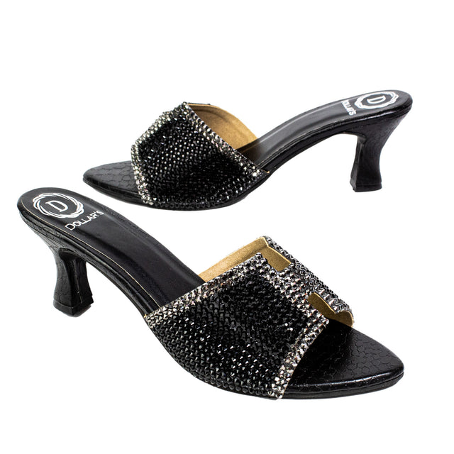 Couture-inspired Black Pencil Heel Sandals