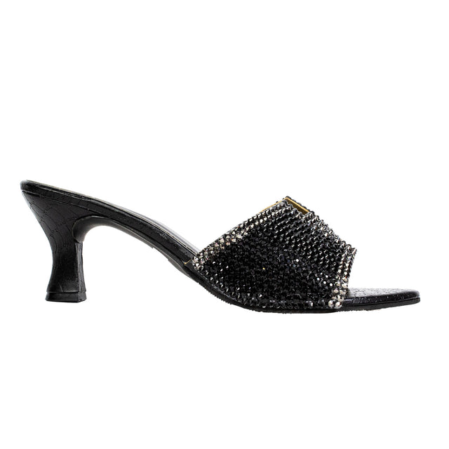 Couture-inspired Black Pencil Heel Sandals