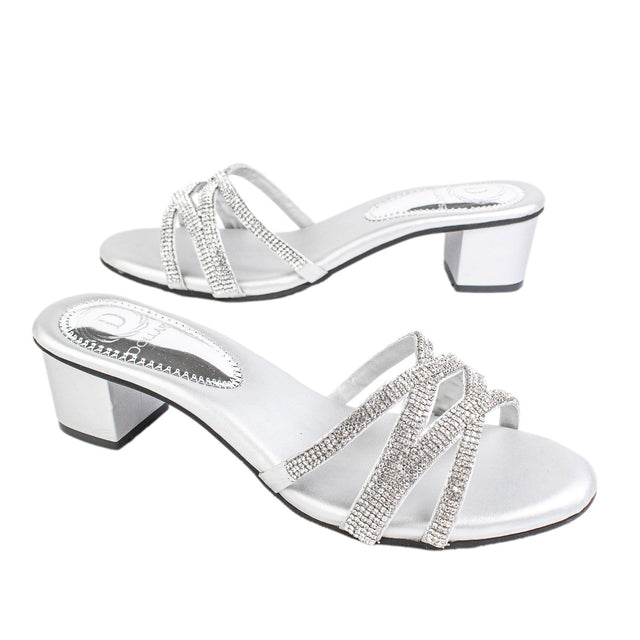 Iconic-fit Silver Block Heel Sandals