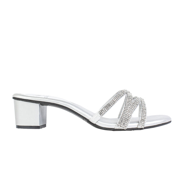 Iconic-fit Silver Block Heel Sandals