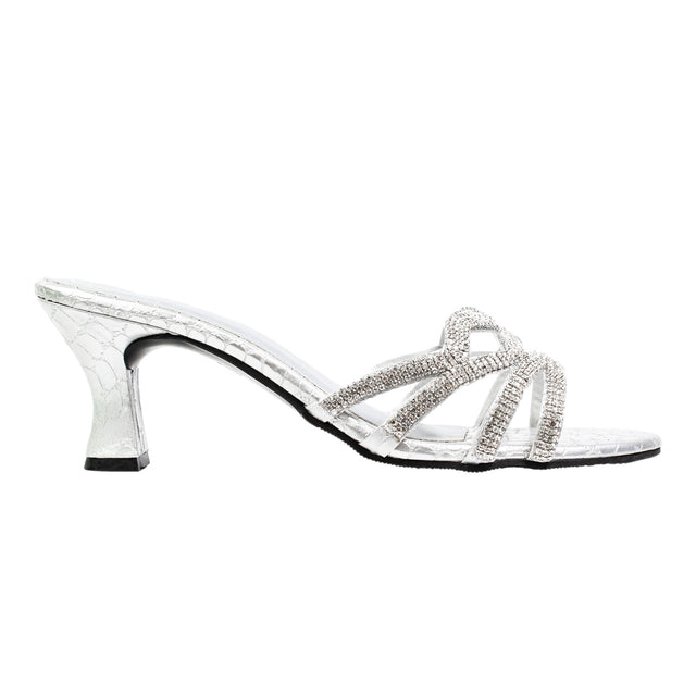 Captivating Silver Pencil Heel Sandals