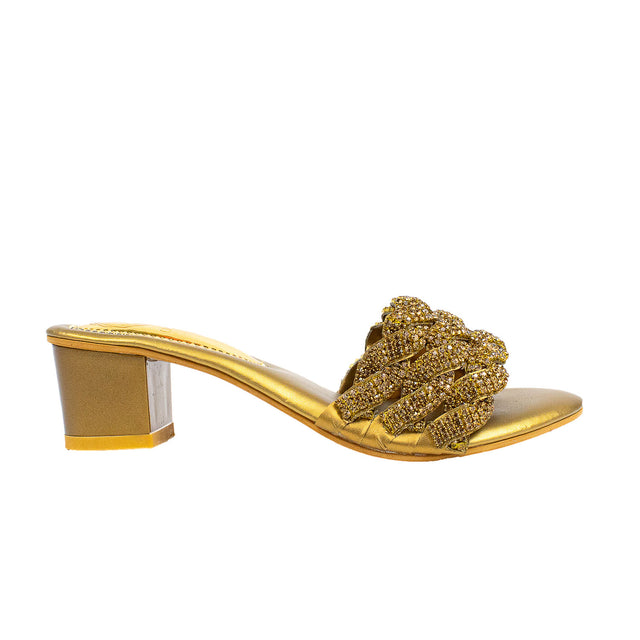 Ghaliyah Stylish Bronze Block Heel Sandals