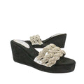 Silver Crystal Embellished Elegant Heel sandals Handcrafted Wedge