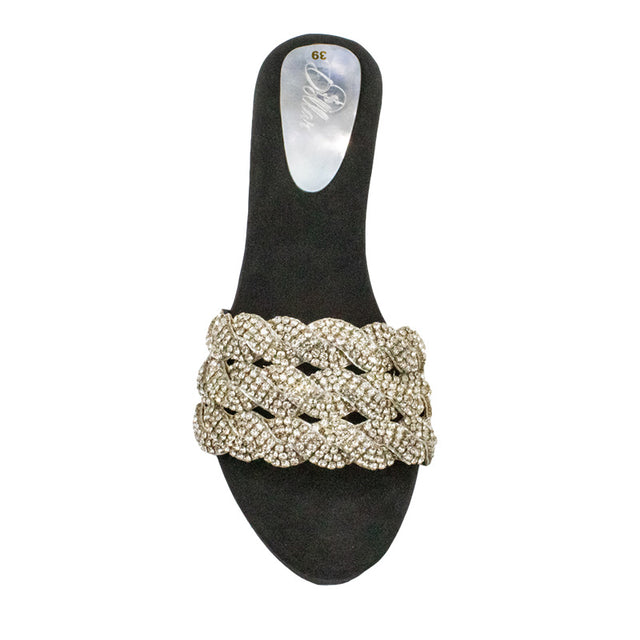 Silver Crystal Embellished Elegant Heel sandals Handcrafted Wedge