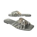 Fiona Handcrafted Full Grey Flat Sandals