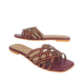 Fiona Handcrafted Maroon Flat Sandals