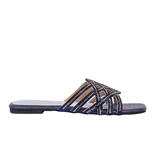 Fiona Couture-inspired Blue Flat Slippers