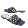 Fiona Handcrafted Blue Flat Sandals