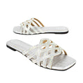 Fiona Handcrafted Silver Flat Sandals