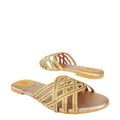 Fiona Handcrafted Gold Flat Sandals