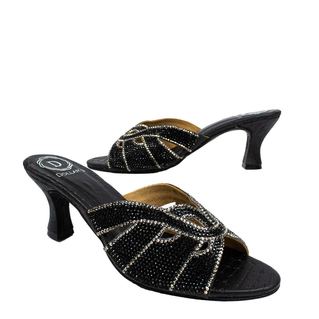 Nabeela Elevated Black Pencil Heel Sandals
