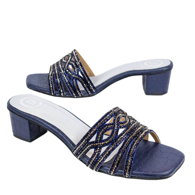 Faryal Handcrafted Blue Block Heel Sandals