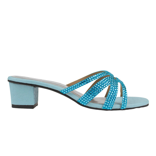 Layal Elevated Baby Blue Block Heel Sandals