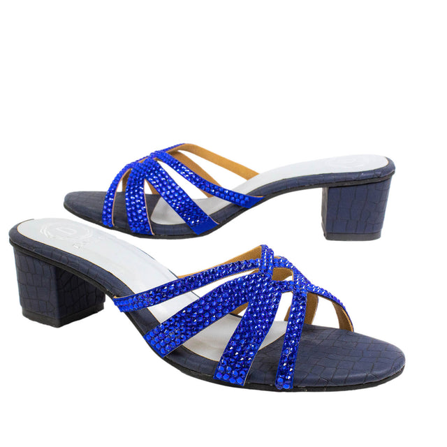 Layal Handcrafted Blue Block Heel Sandals