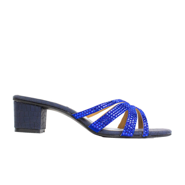 Layal Handcrafted Blue Block Heel Sandals
