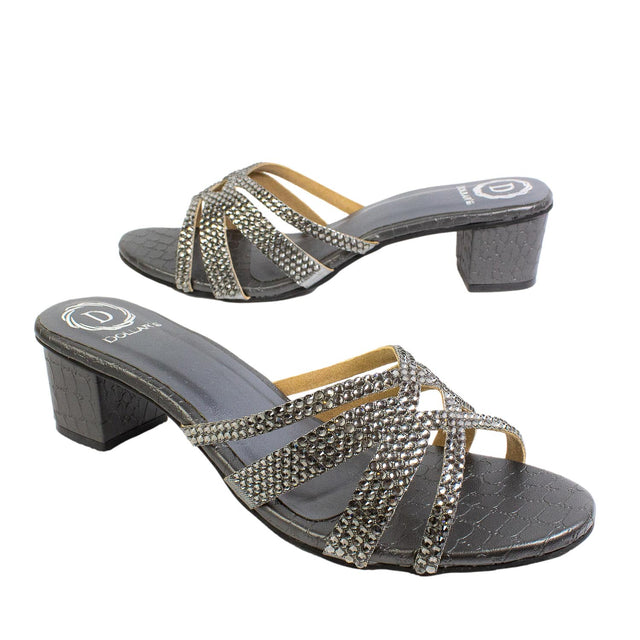 Layal Iconic-fit Grey Block Heel Sandals