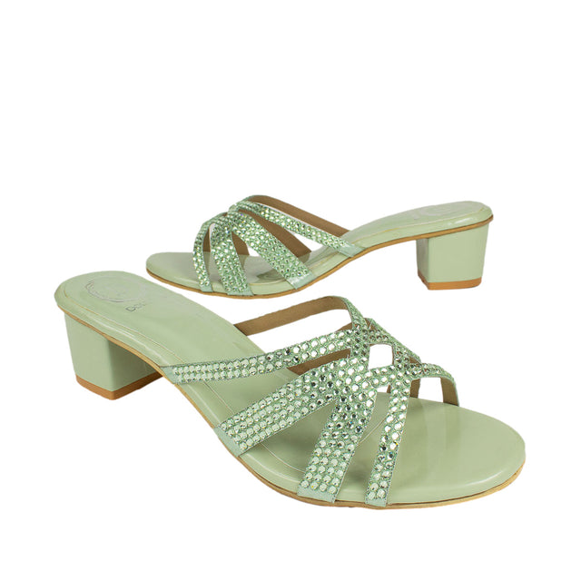 Layal Sophisticated Mint Green Block Heel Sandals