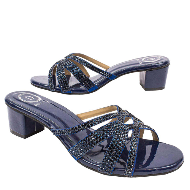 Layal Stylish Navy Blue Block Heel Sandals