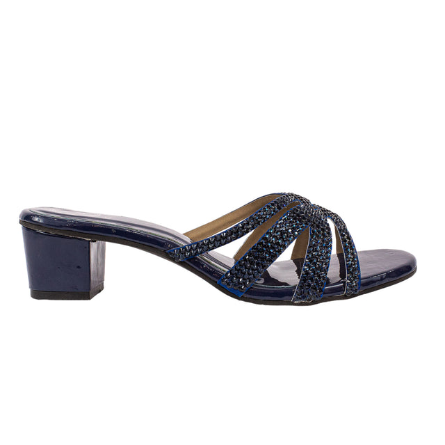 Layal Stylish Navy Blue Block Heel Sandals