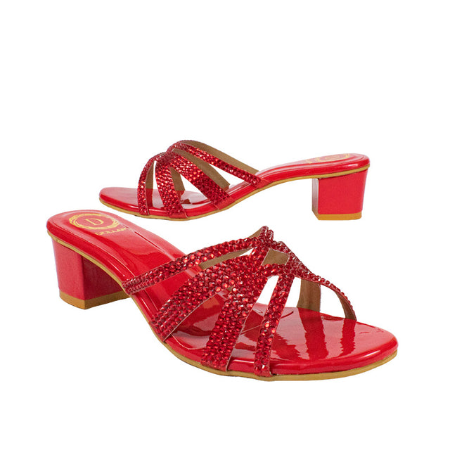Layal Sleek-modern Red Block Heel Sandals