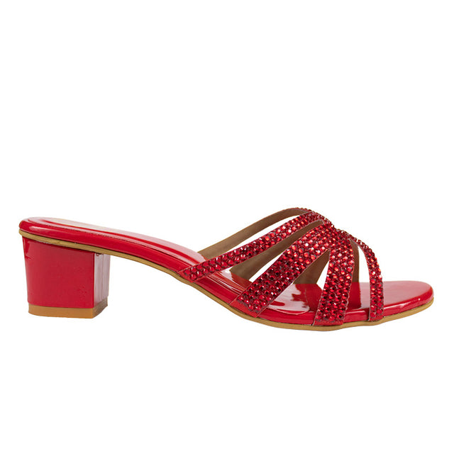 Layal Sleek-modern Red Block Heel Sandals