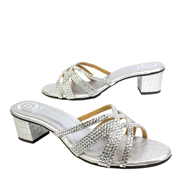 Layal Refined Silver Block Heel Sandals