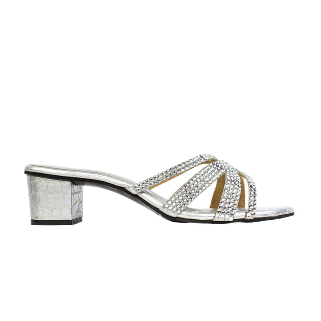 Layal Refined Silver Block Heel Sandals
